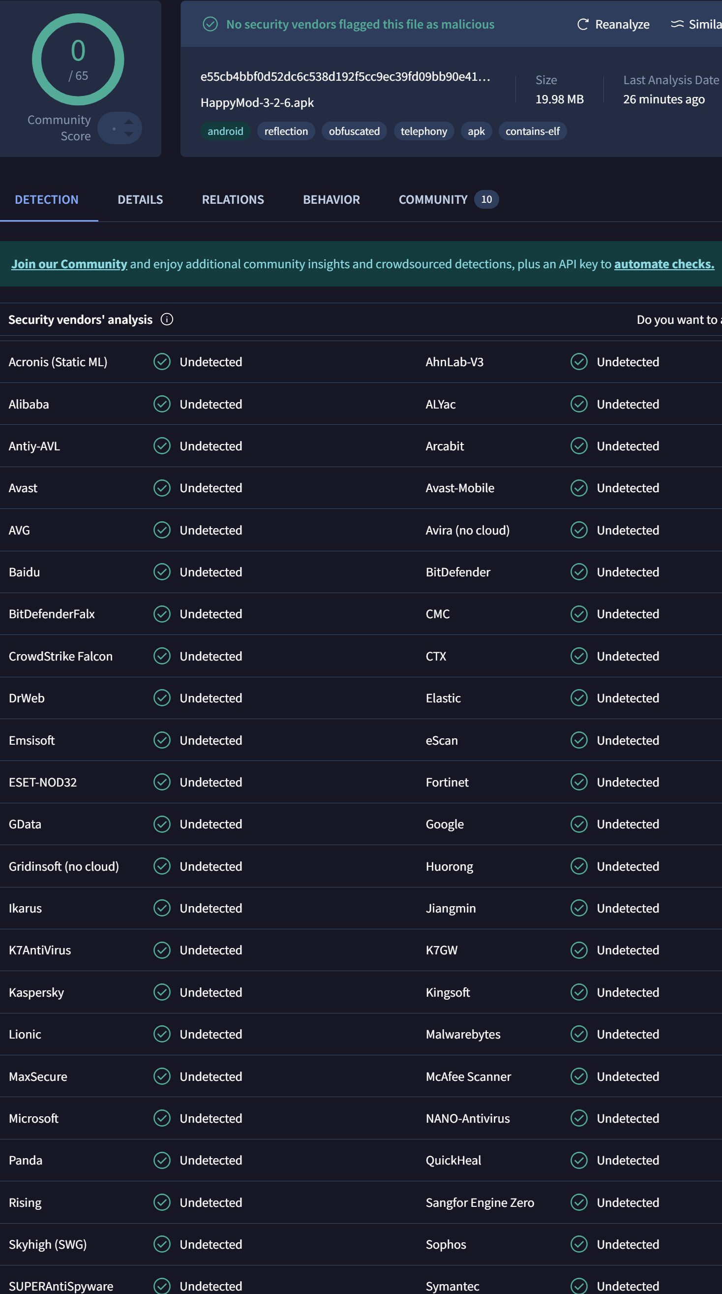 VirusTotal security scan screenshot placeholder